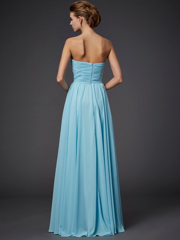 Sheath/Column Strapless Beading Sleeveless Long Chiffon Dresses 6666