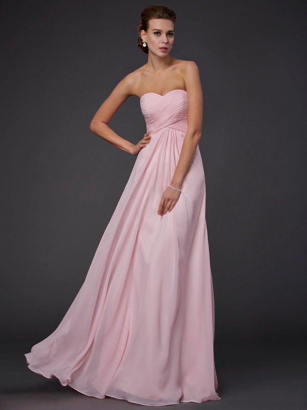 Sheath/Column Sweetheart Sleeveless Ruffles Long Chiffon Dresses 6826