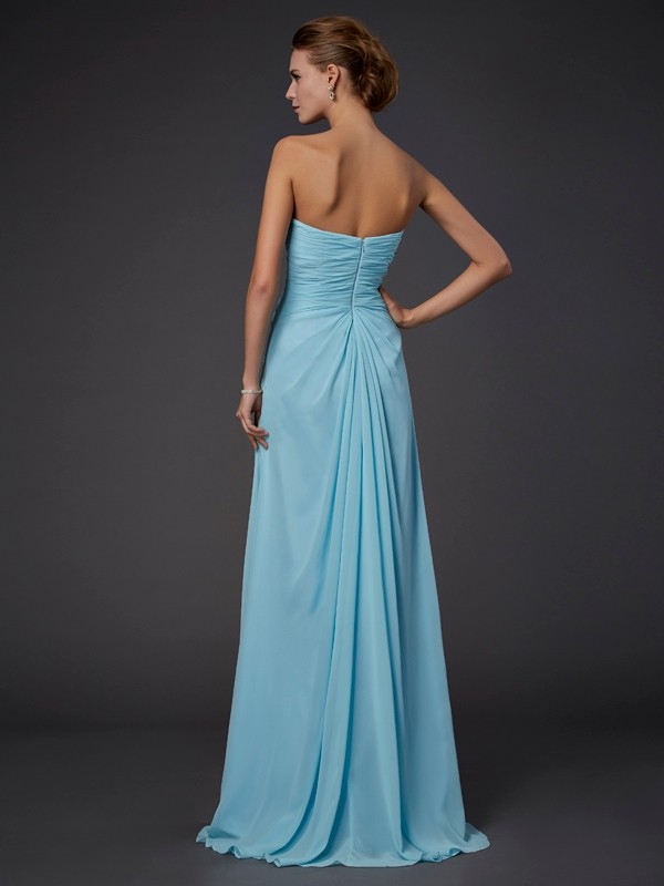 Sheath/Column Sweetheart Sleeveless Beading Long Chiffon Dresses 6797