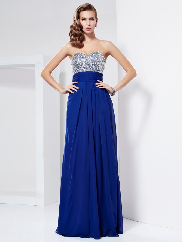 Sheath/Column Sweetheart Sleeveless Rhinestone Long Chiffon Dresses 6824