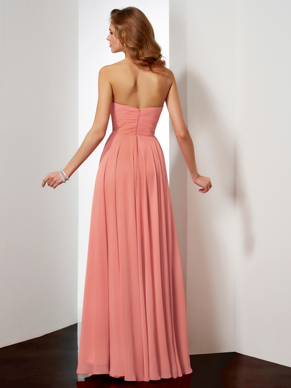 A-Line/Princess Sleeveless Sweetheart Pleats Long Chiffon Dresses 4629