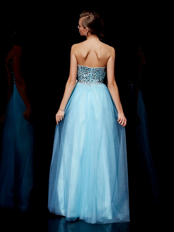 Ball Gown Sweetheart Sleeveless Beading Long Tulle Dresses 5769