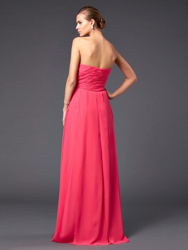 Sheath/Column Sweetheart Sleeveless Ruffles Long Chiffon Dresses 6827