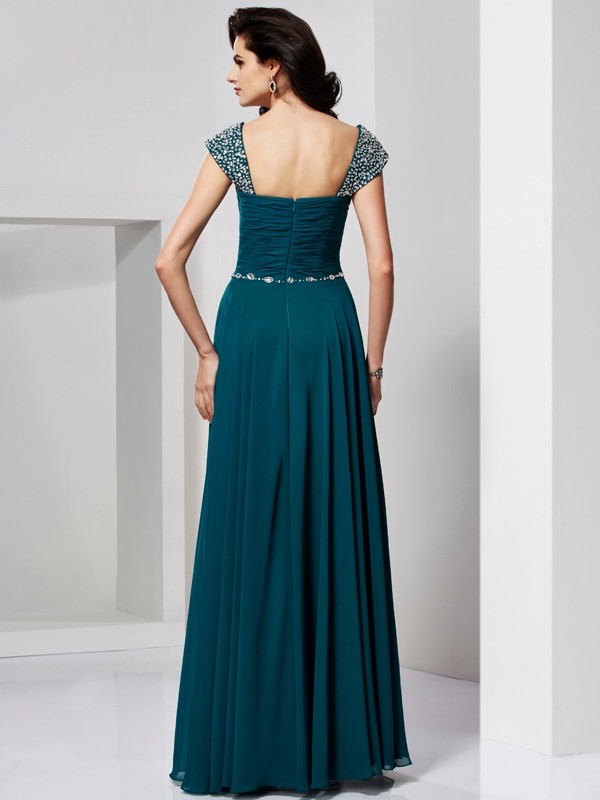 A-Line/Princess Sweetheart Sleeveless Beading Long Chiffon Dresses 5033