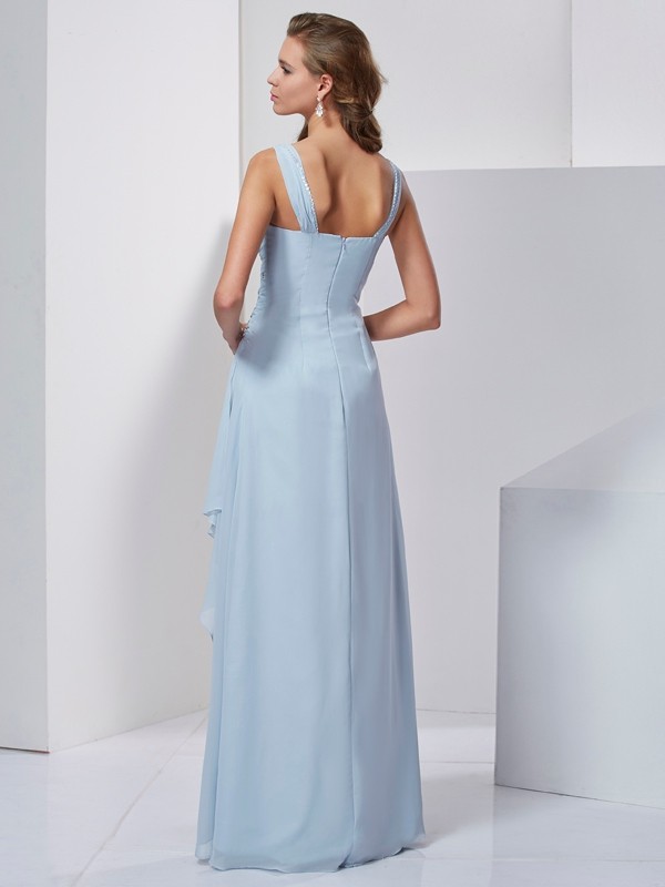 A-Line/Princess Straps Sleeveless Beading Long Chiffon Dresses 4841