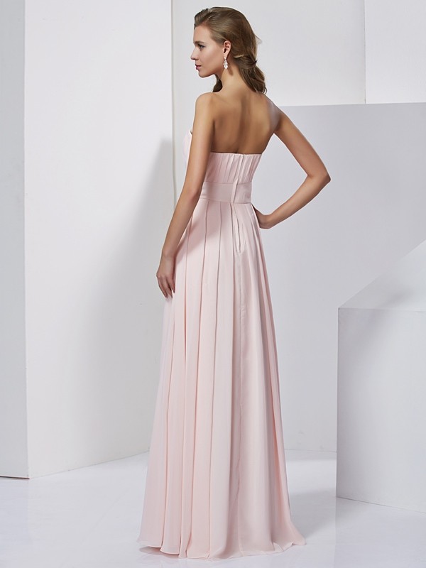 A-Line/Princess Strapless Sleeveless Long Chiffon Dresses 4780