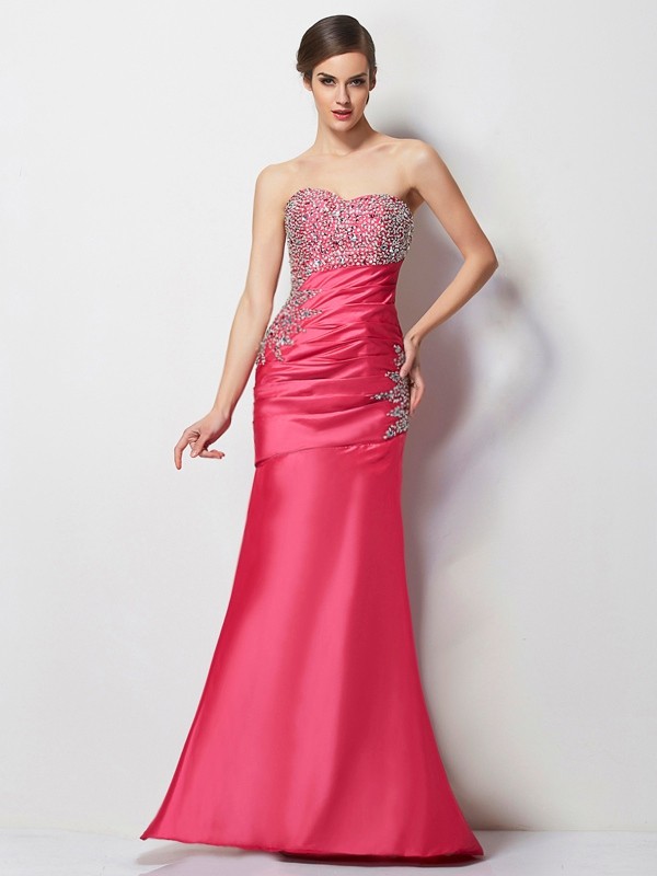 Trumpet/Mermaid Sweetheart Sleeveless Beading Long Taffeta Dresses 7527