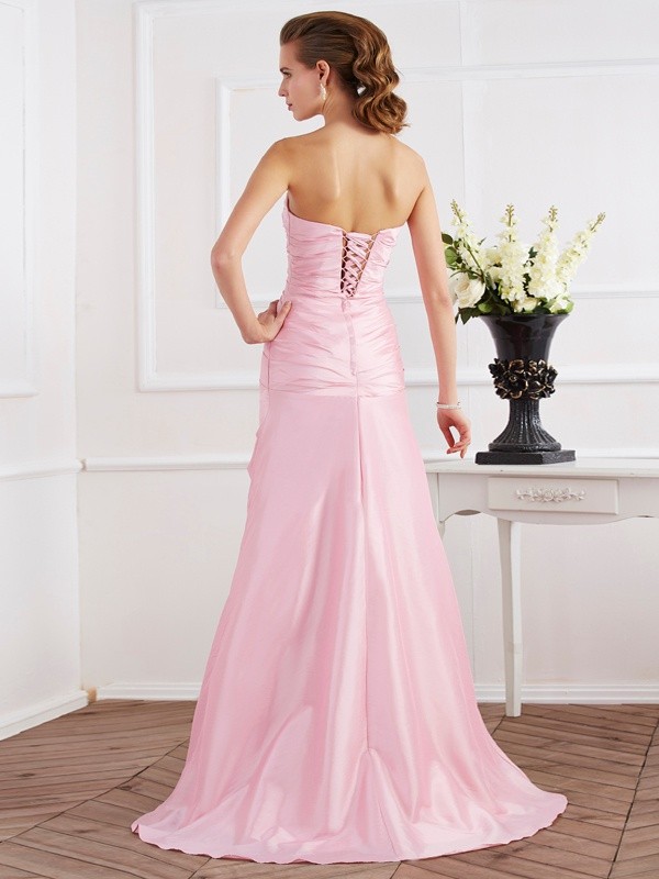 Trumpet/Mermaid Strapless Sleeveless Beading Long Taffeta Dresses 7422