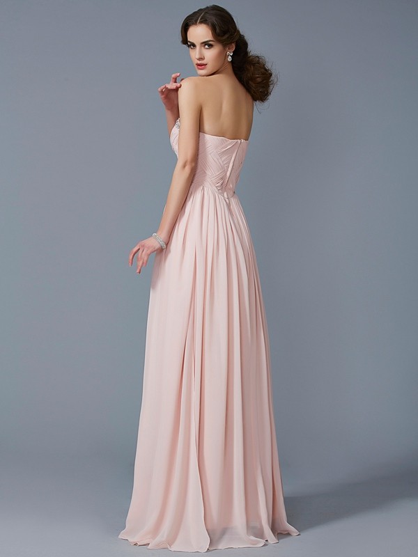 A-Line/Princess Sweetheart Sleeveless Pleats Long Chiffon Dresses 5105