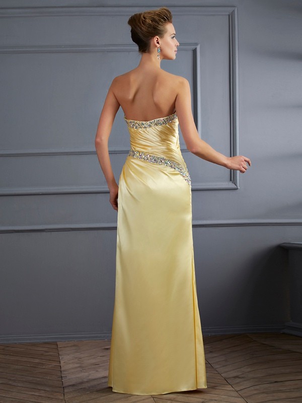 Trumpet/Mermaid Sweetheart Sleeveless Beading Long Elastic Woven Satin Dresses 7522