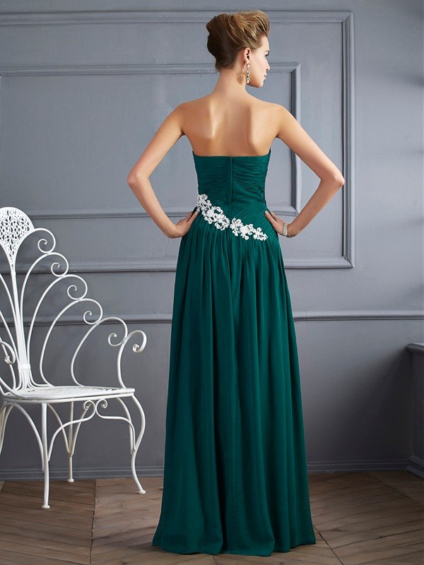 Sheath/Column Sweetheart Sleeveless Beading Long Chiffon Dresses 6801