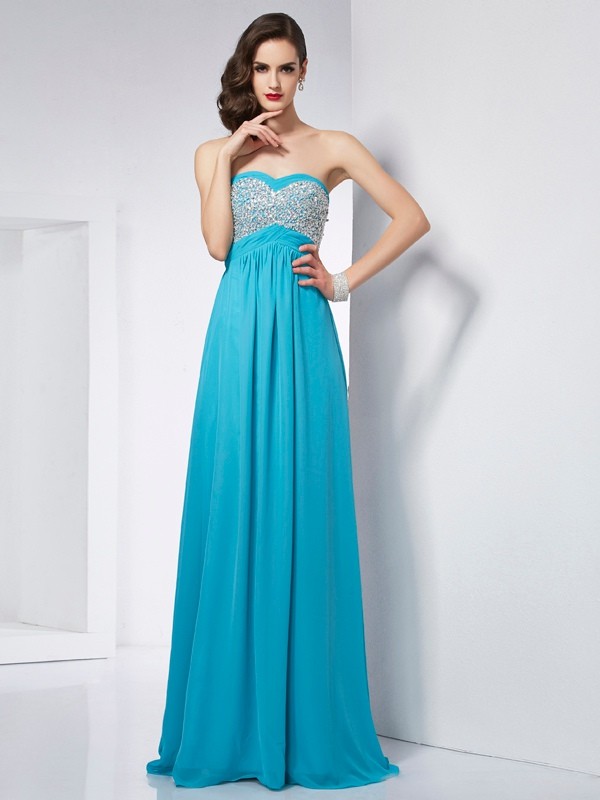 A-Line/Princess Sweetheart Sleeveless Long Chiffon Dresses 5092