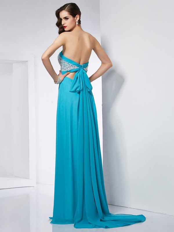 A-Line/Princess Sweetheart Sleeveless Long Chiffon Dresses 5092