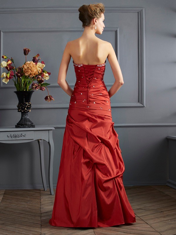 Trumpet/Mermaid Sweetheart Sleeveless Beading Long Taffeta Dresses 7528