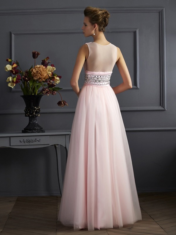 Ball Gown V-neck Sleeveless Beading Long Net Dresses 5810