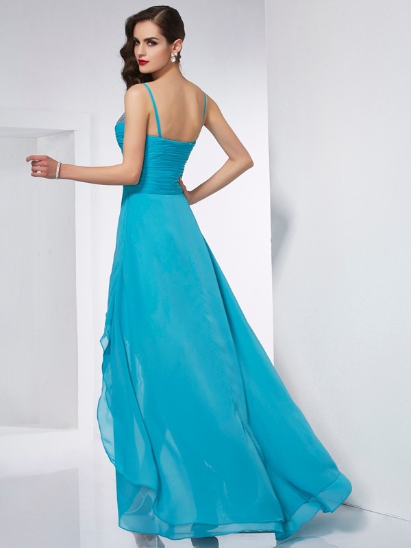 A-Line/Princess Spaghetti Straps Sleeveless High Low Chiffon Dresses 4725