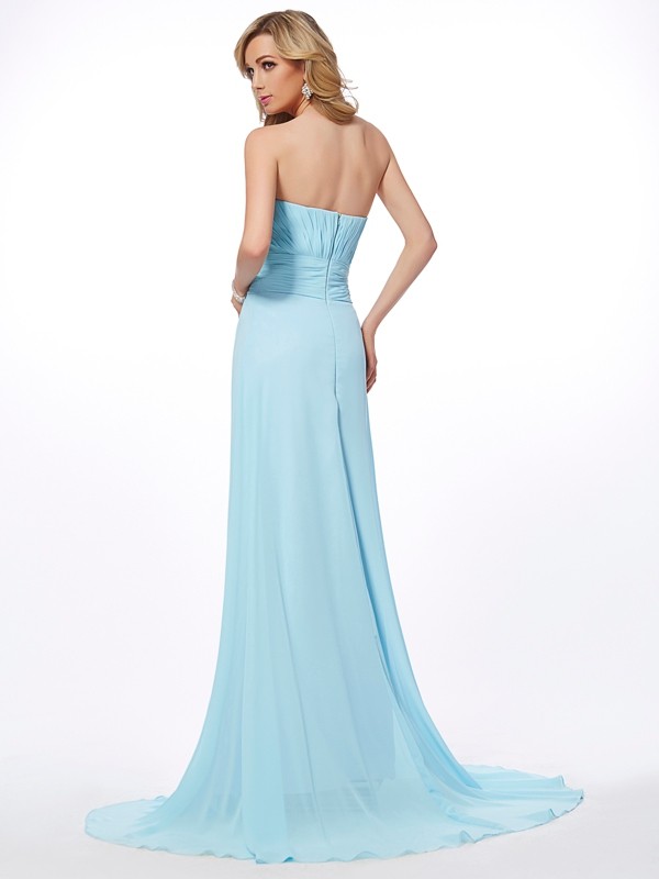 A-Line/Princess Sweetheart Sleeveless Long Beading Chiffon Dresses 5087