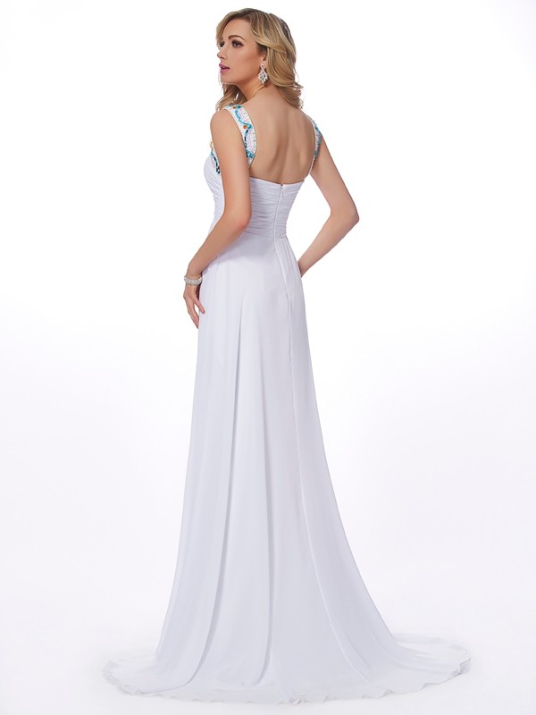 Sheath/Column Scoop Sleeveless Beading Long Chiffon Dresses 6393