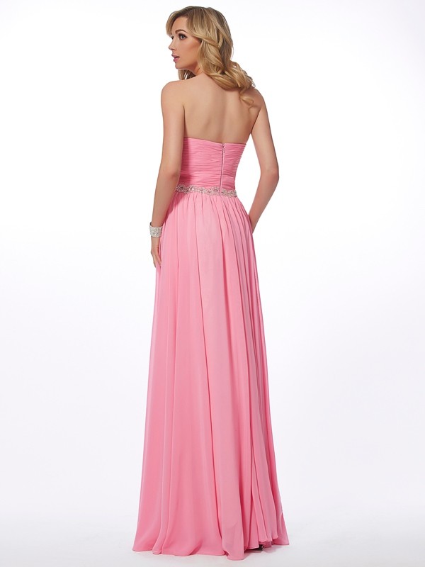 A-Line/Princess Sweetheart Sleeveless Applique Long Chiffon Dresses 5020