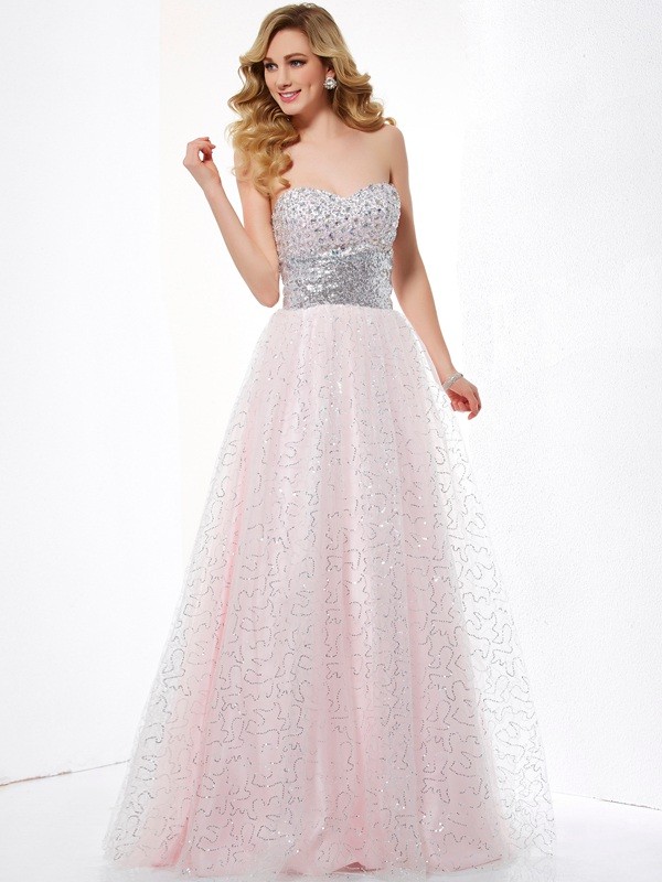 Ball Gown Sweetheart Sleeveless Long Net Dresses 5773