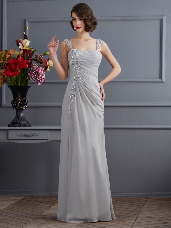 Trumpet/Mermaid Straps Sleeveless Beading Long Chiffon Dresses 7444