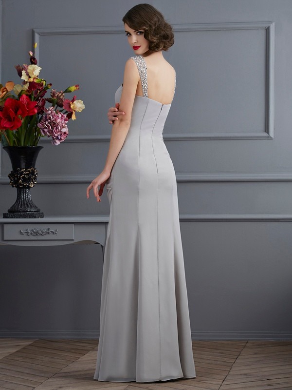 Trumpet/Mermaid Straps Sleeveless Beading Long Chiffon Dresses 7444