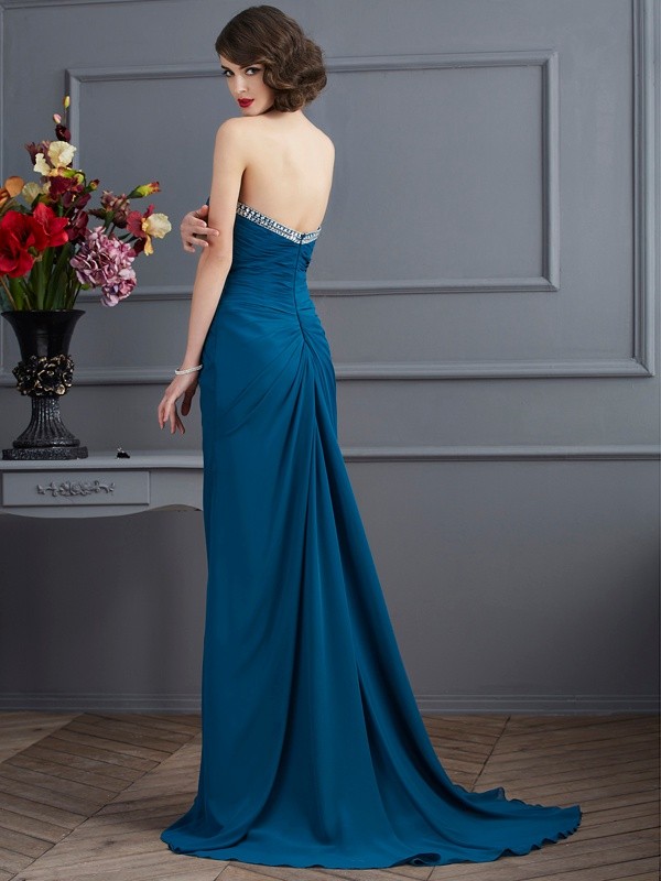 Sheath/Column Sweetheart Sleeveless Long Chiffon Dresses 6816