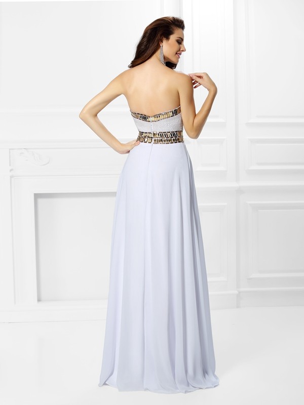 Empire Sweetheart Pleats Sleeveless Long Chiffon Dresses 5821