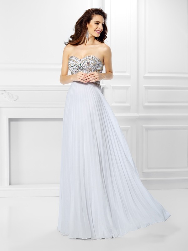 Empire Sweetheart Beading Sleeveless Long Chiffon Dresses 5820