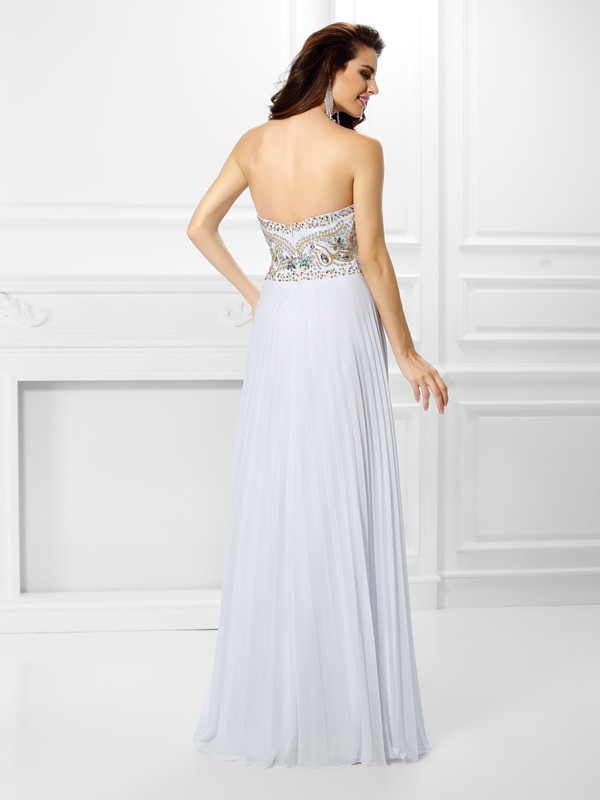 Empire Sweetheart Beading Sleeveless Long Chiffon Dresses 5820