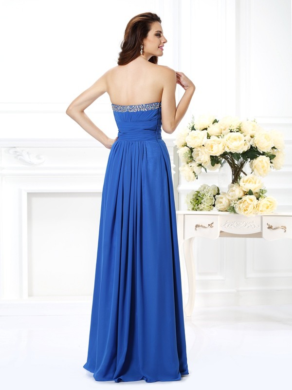 A-Line/Princess V-neck Beading Sleeveless Long Chiffon Dresses 5441