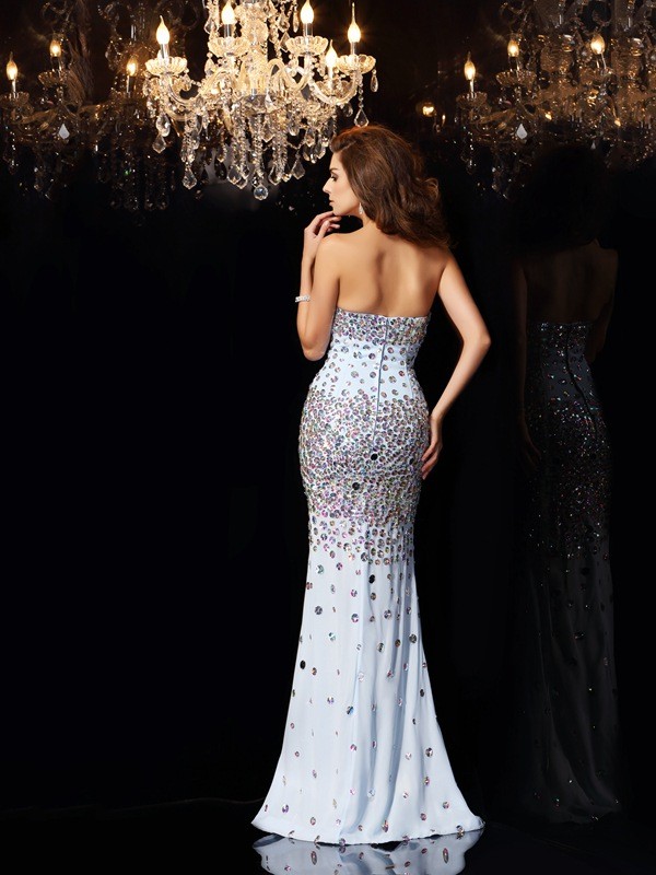 Trumpet/Mermaid Sweetheart Rhinestone Sleeveless Long Chiffon Dresses 7503