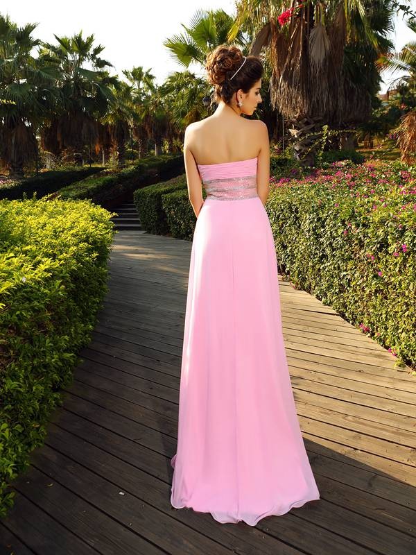 A-Line/Princess Sweetheart Applique Sleeveless Long Chiffon Dresses 4900