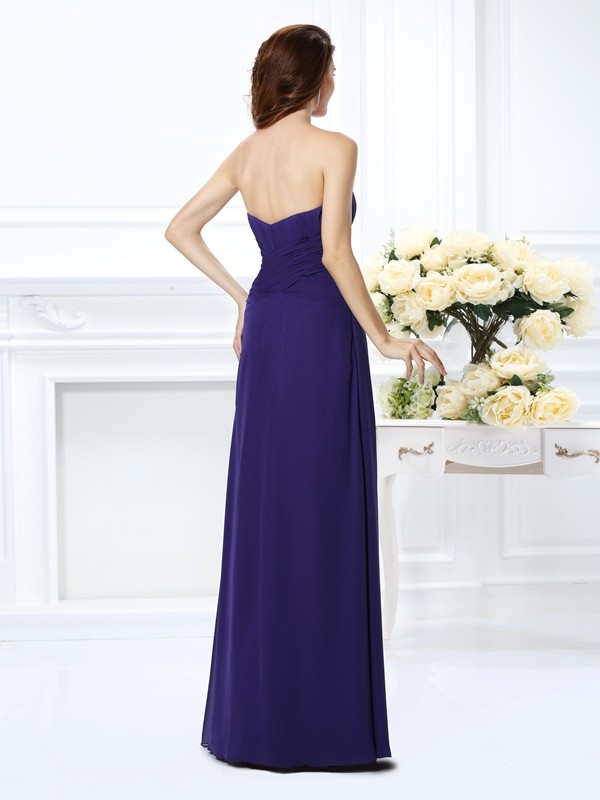 A-Line/Princess Sweetheart Beading Sleeveless Long Chiffon Dresses 4932