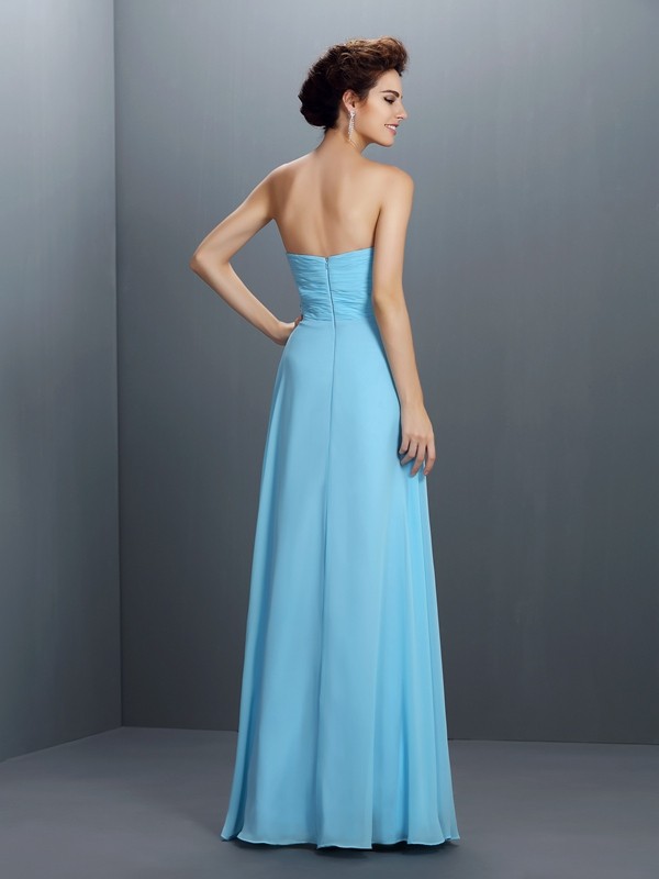 A-Line/Princess Sweetheart Beading Sleeveless Long Chiffon Dresses 4933