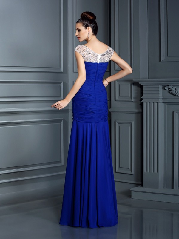 Trumpet/Mermaid Scoop Beading Sleeveless Long Chiffon Dresses 7252