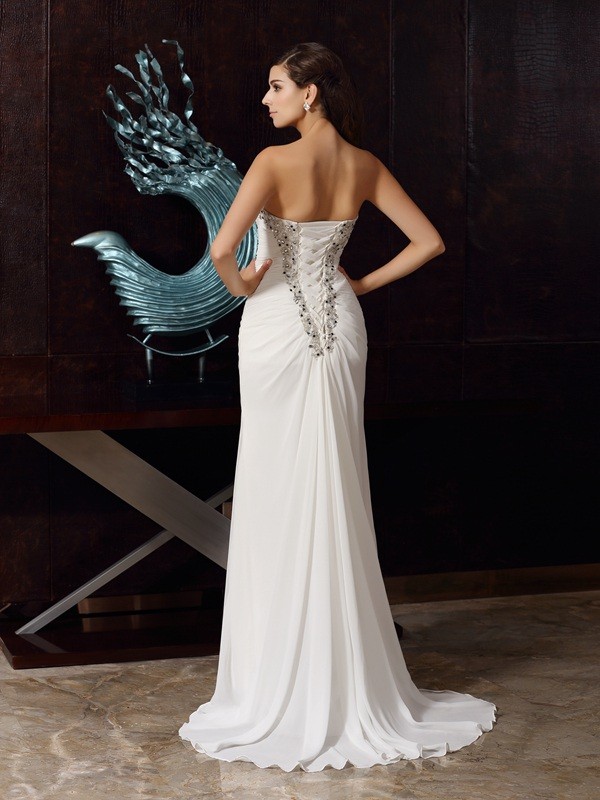 Trumpet/Mermaid Sweetheart Beading Sleeveless Long Chiffon Dresses 7476