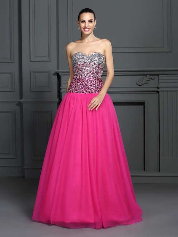 Ball Gown Sweetheart Sleeveless Long Tulle Quinceanera Dresses 5774