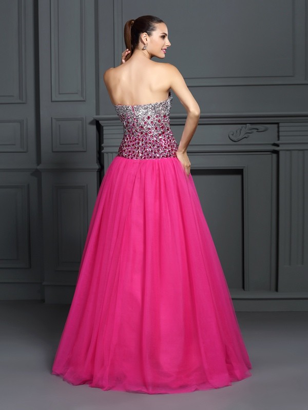 Ball Gown Sweetheart Sleeveless Long Tulle Quinceanera Dresses 5774