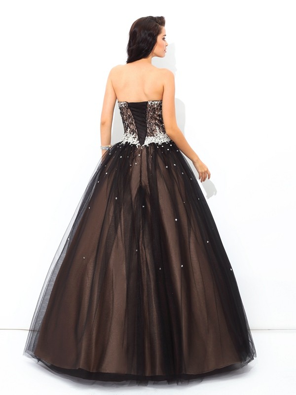 Ball Gown Sweetheart Beading Sleeveless Long Net Quinceanera Dresses 5750