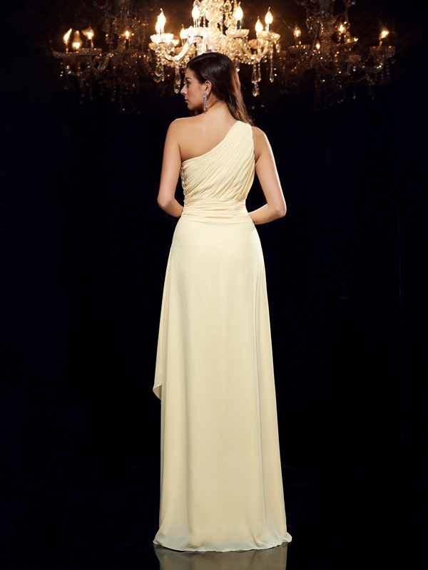 A-Line/Princess One-Shoulder Beading Sleeveless High Low Chiffon Dresses 3835