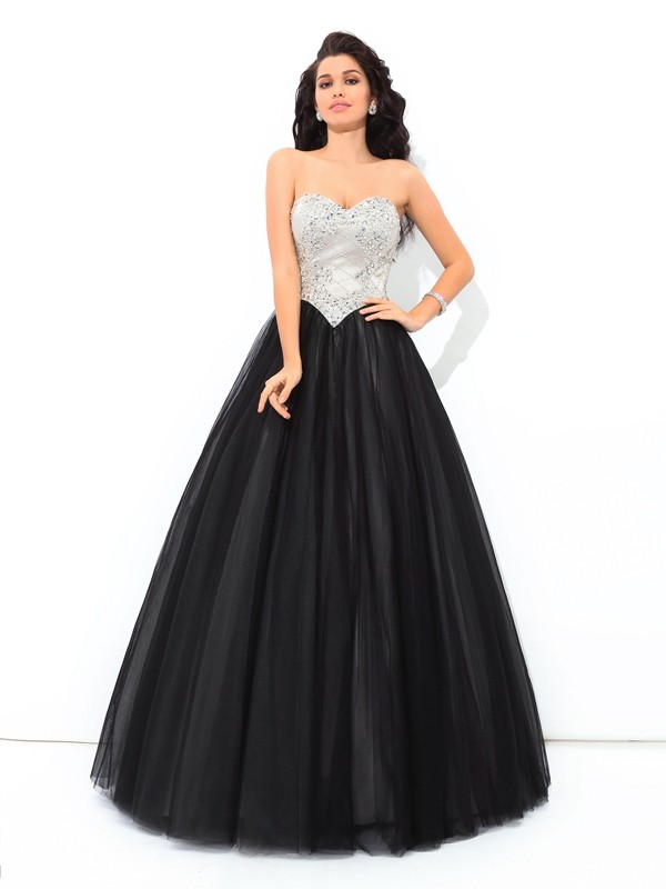 Ball Gown Sweetheart Paillette Sleeveless Long Net Quinceanera Dresses 5759