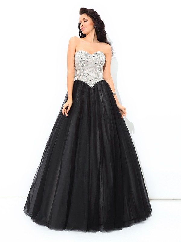 Ball Gown Sweetheart Paillette Sleeveless Long Net Quinceanera Dresses 5759