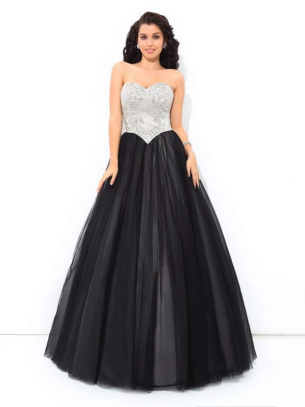 Ball Gown Sweetheart Paillette Sleeveless Long Net Quinceanera Dresses 5759