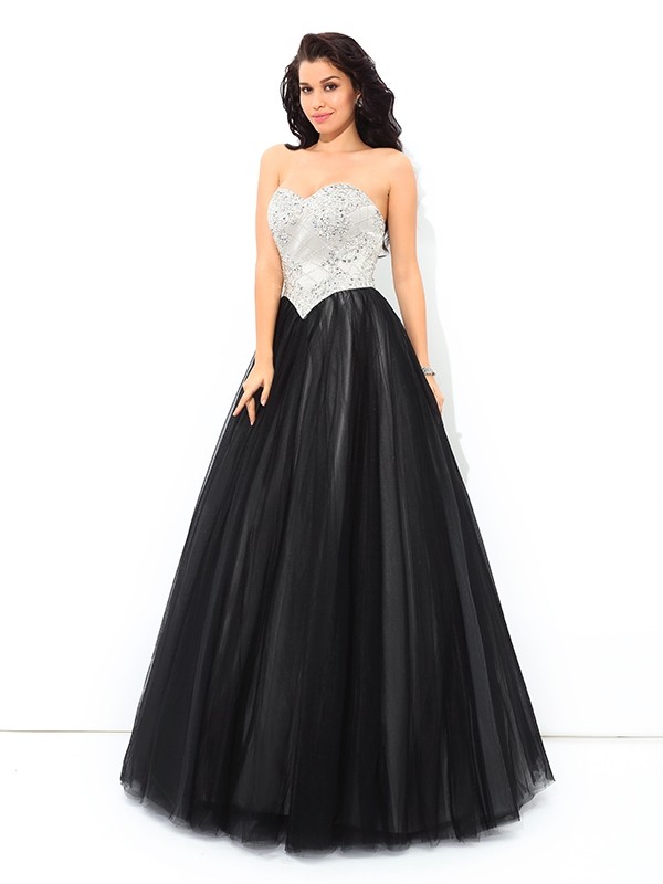 Ball Gown Sweetheart Paillette Sleeveless Long Net Quinceanera Dresses 5759