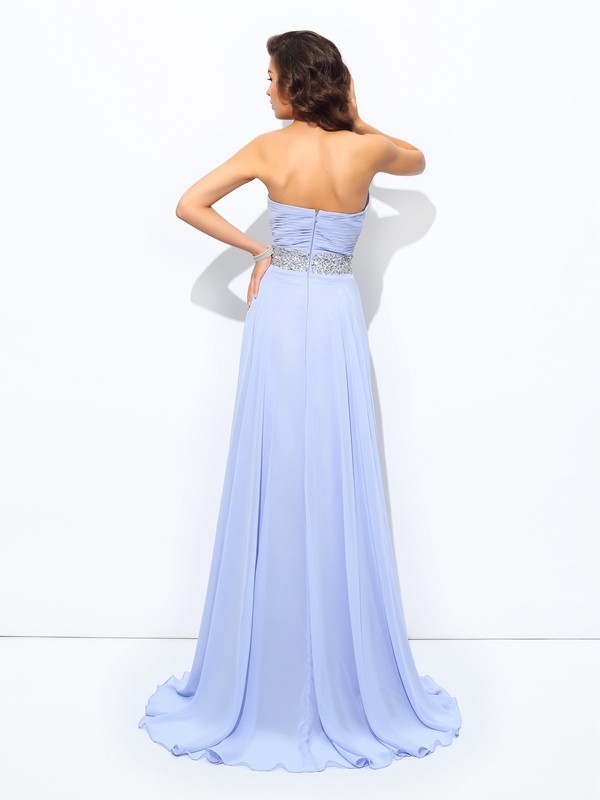 A-line/Princess Sweetheart Beading Sleeveless Long Chiffon Dresses 4951