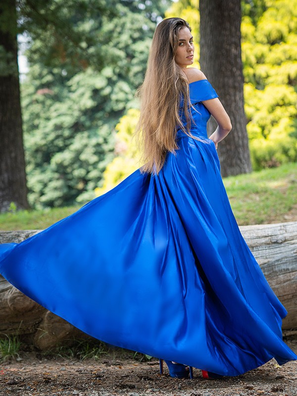 A-Line/Princess Ruffles Satin Off-the-Shoulder Sleeveless Floor-Length Dresses 3998