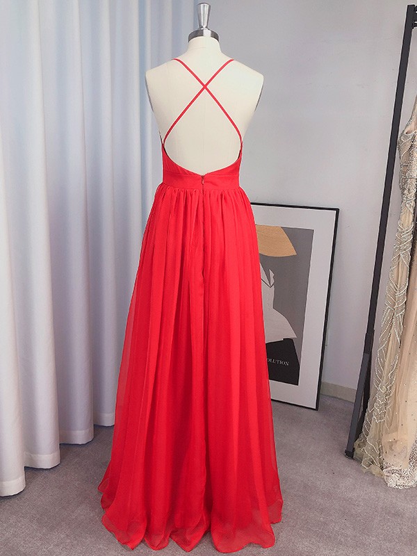 A-Line/Princess V-neck Sleeveless Floor-Length Ruffles Chiffon Dresses 5540