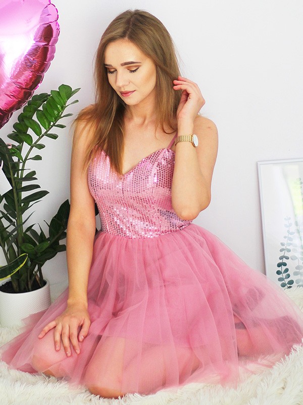 A-Line/Princess Sleeveless Tulle Sequin Spaghetti Straps Short/Mini Homecoming Dresses 4632