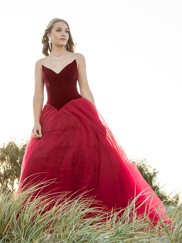 Ball Gown Sweetheart Tulle Sleeveless Court Train Dresses 5781